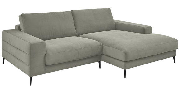 ECKSOFA in Feincord Grau  - Schwarz/Grau, Design, Textil/Metall (253/177cm) - Dieter Knoll