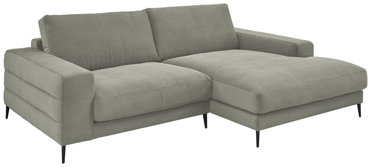 ECKSOFA in Feincord Grau  253/177 cm  - Schwarz/Grau, Design, Textil/Metall (253/177cm) - Dieter Knoll