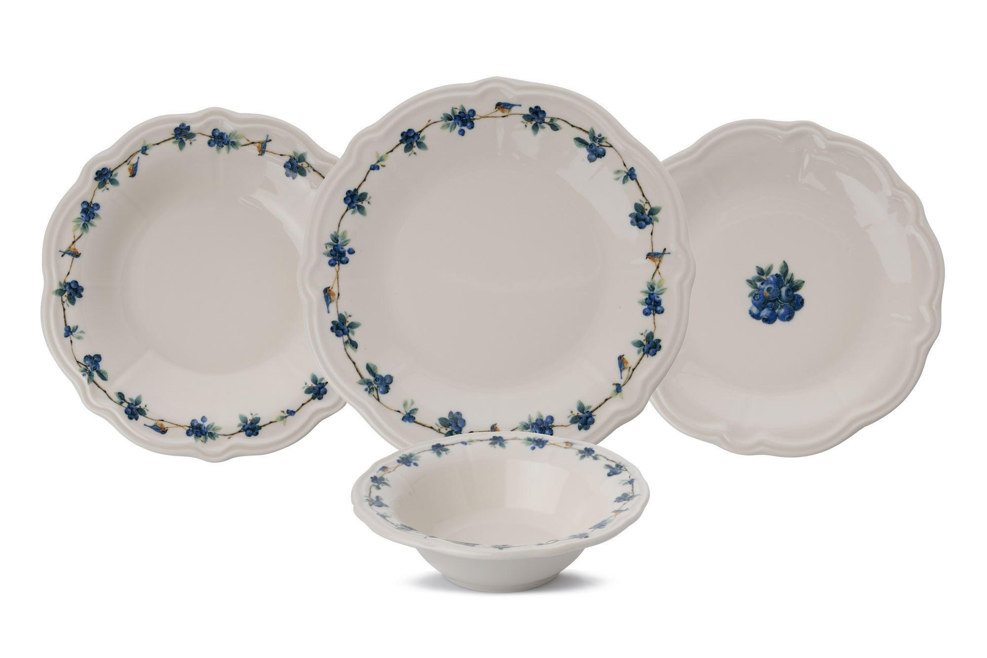 KOMBISERVICE Blau, Weiß, Dunkelgrün 24-teilig 6 Personen  - Blau/Dunkelgrün, Basics, Keramik - P & B