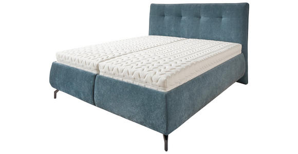 POLSTERBETT 180/200 cm,  in Blau, Bettkasten, Lattenroste, Matratzen, H2 + H3 = mittel + fest  - Blau/Anthrazit, Design, Holz/Textil (180/200cm) - Voleo