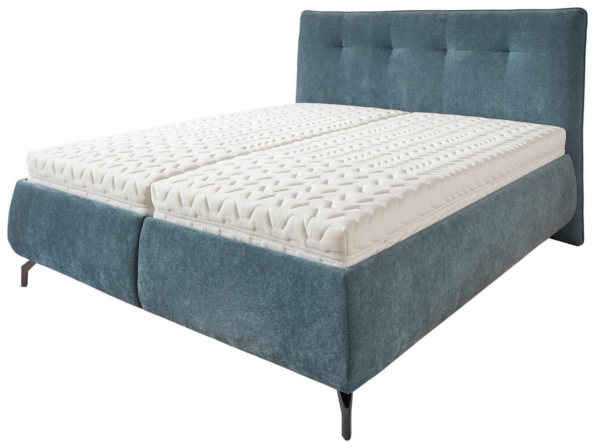POLSTERBETT 180/200 cm, inkl. Bettkasten, Lattenroste, Matratzen,  in Blau  - Blau/Anthrazit, Design, Holz/Textil (180/200cm) - Voleo