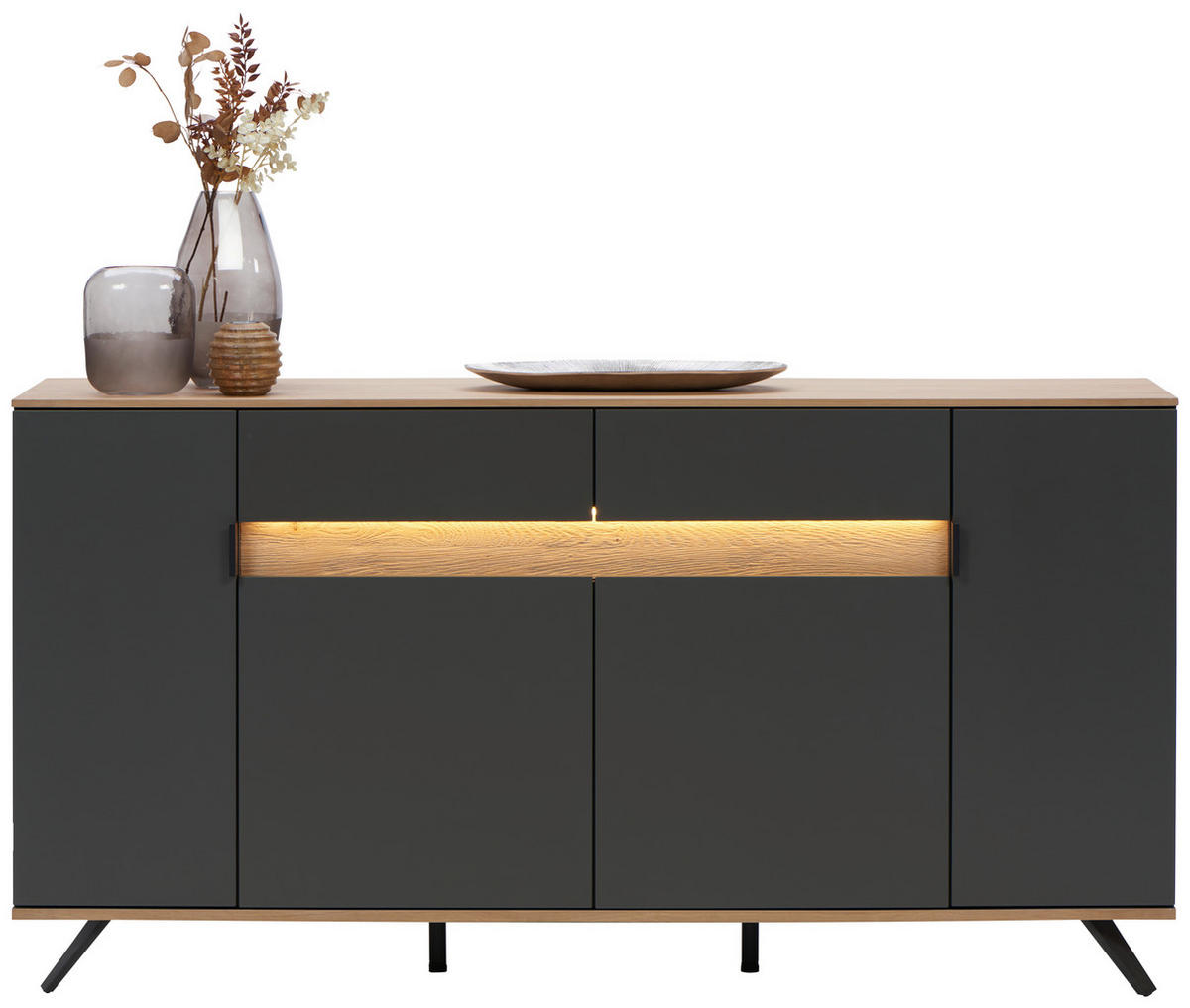 SIDEBOARD CREMONA 180,6/82/42 cm 2 Schublade(n)  - Eichefarben/Anthrazit, Modern, Holzwerkstoff/Metall (180,6/82/42cm) - Dieter Knoll