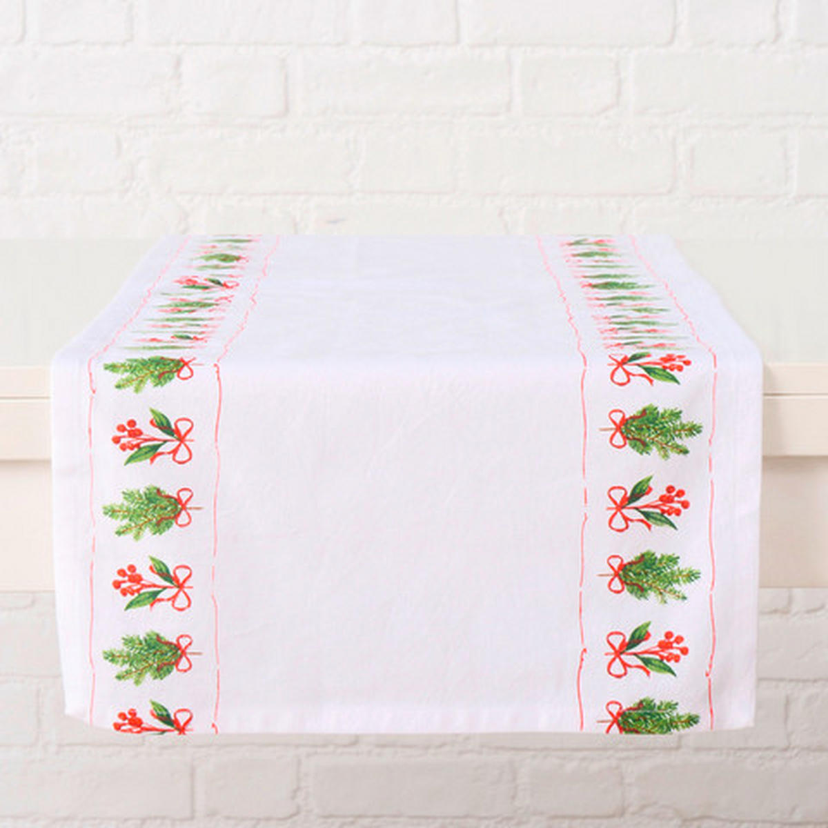 TISCHLÄUFER Textil Grün, Weiss 40/140 cm  - Weiss/Grün, Lifestyle, Textil (40/140cm)