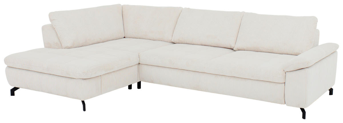 ECKSOFA in Cord, Velours Beige  - Beige/Schwarz, Design, Textil/Metall (197/291cm) - Beldomo Style
