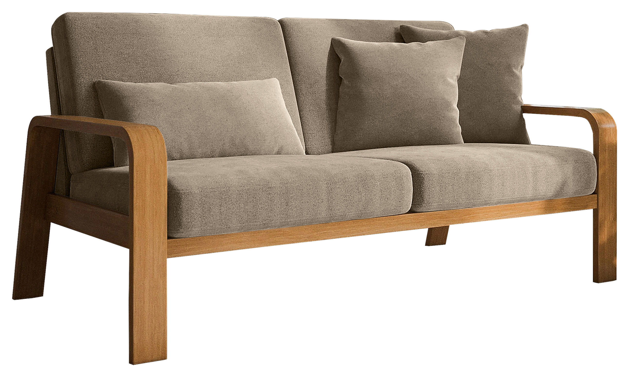 2,5-SITZER in Mikrofaser Beige  - Eichefarben/Beige, Konventionell, Holz/Textil (170/91/93cm) - Livetastic