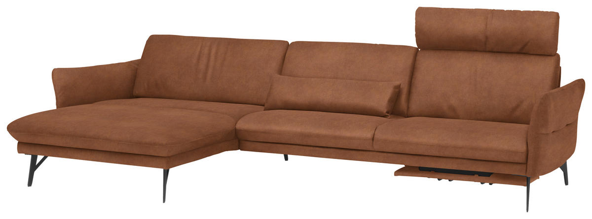 ECKSOFA in Lederlook Braun  - Anthrazit/Braun, Design, Textil/Metall (174/330cm) - Himolla