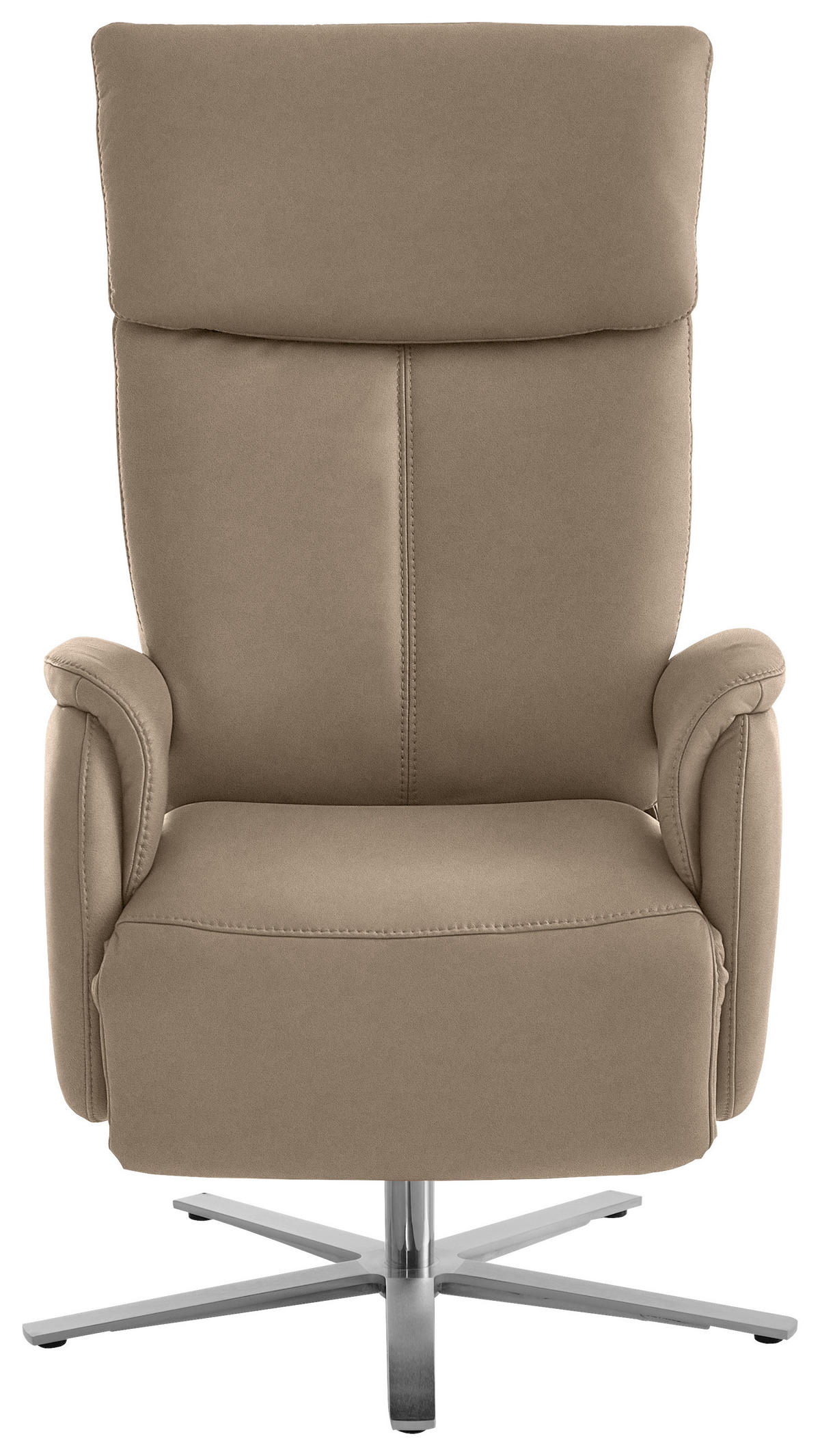 RELAXSESSEL in Leder Hellbraun  - Hellbraun/Edelstahlfarben, Design, Leder/Metall (70/124/85cm) - Cantus