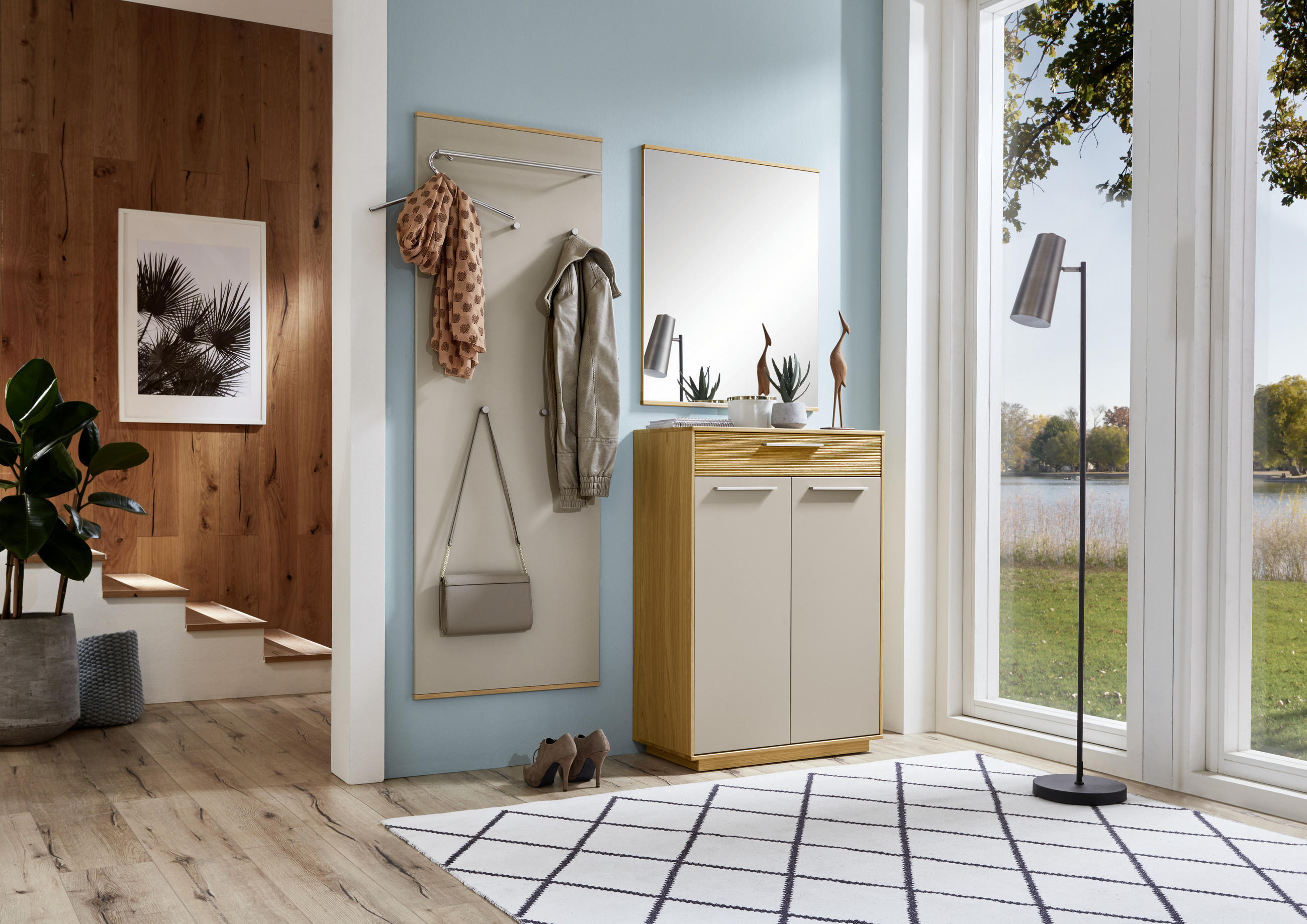GARDEROBE 3-teilig in 145/195/37 cm - Taupe/Eichefarben, Design, Holz/Holzwerkstoff (145/195/37cm)