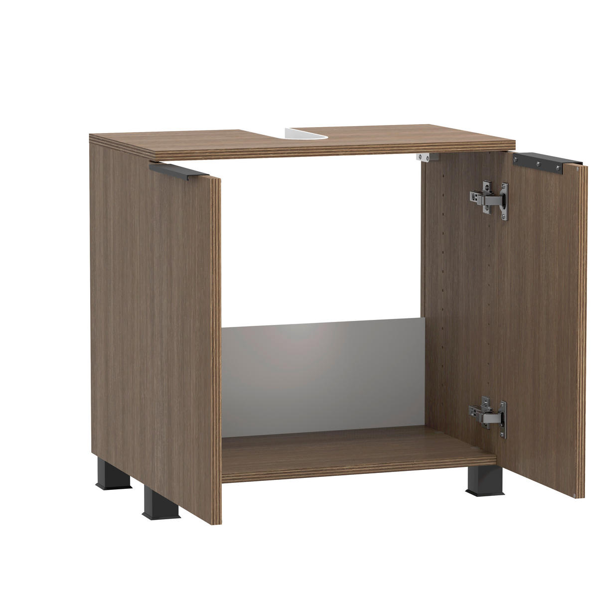 WASCHBECKENUNTERSCHRANK 60/54/35 cm  - Dunkelbraun/Schwarz, Natur, Holzwerkstoff/Kunststoff (60/54/35cm) - Held