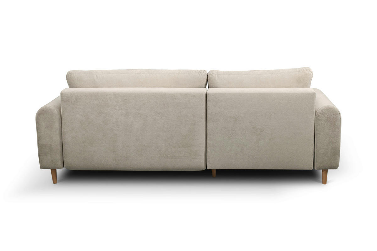 ECKSOFA VIRA Beige Struktur Rückenkissen, Bettkasten, Liegefläche im Originalstoff  - Beige/Naturfarben, Design, Holz/Textil (150/230cm) - MID.YOU