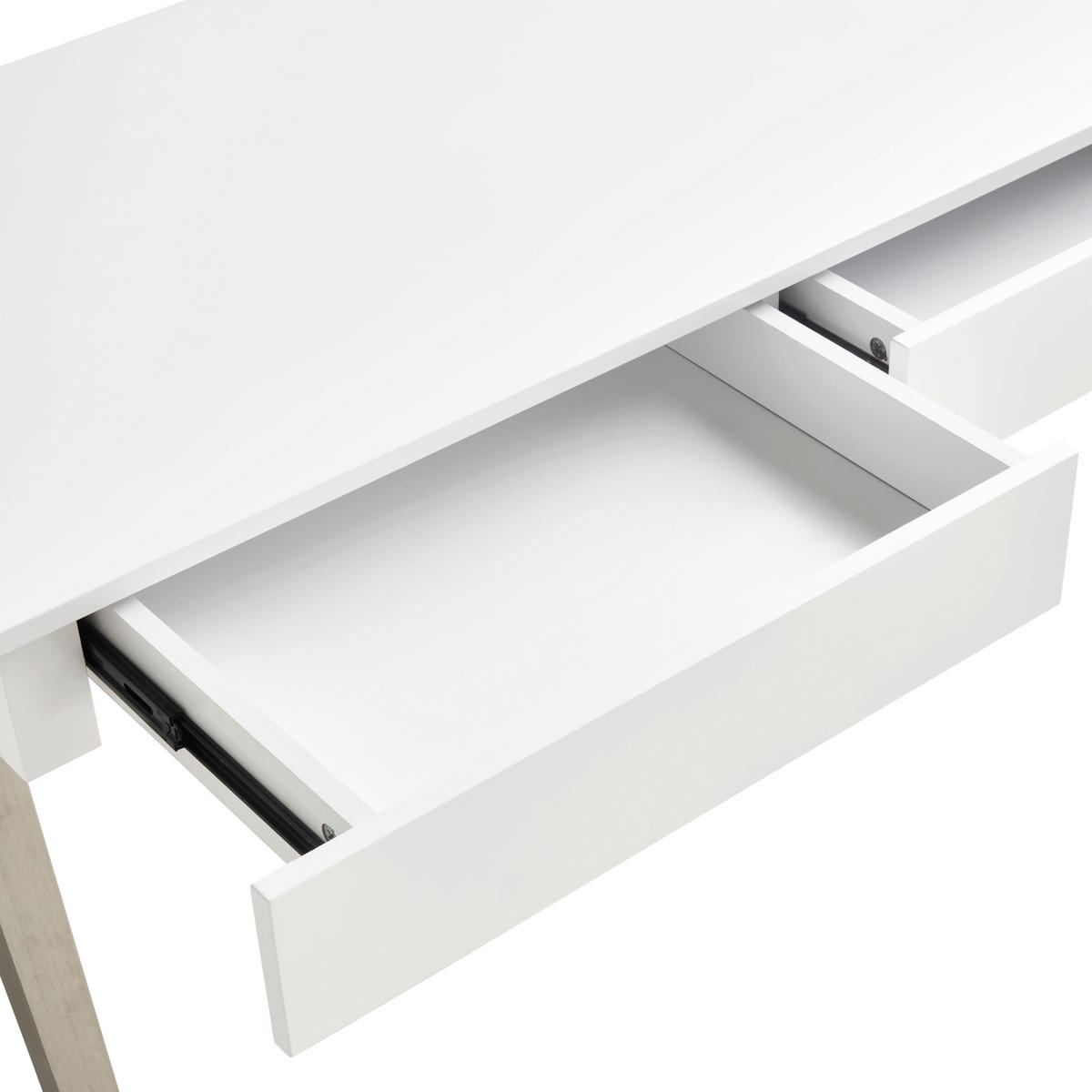 SCHREIBTISCH 120/60/76 cm  in Weiß, Nickelfarben  - Weiß/Nickelfarben, MODERN, Holzwerkstoff/Metall (120/60/76cm) - MID.YOU