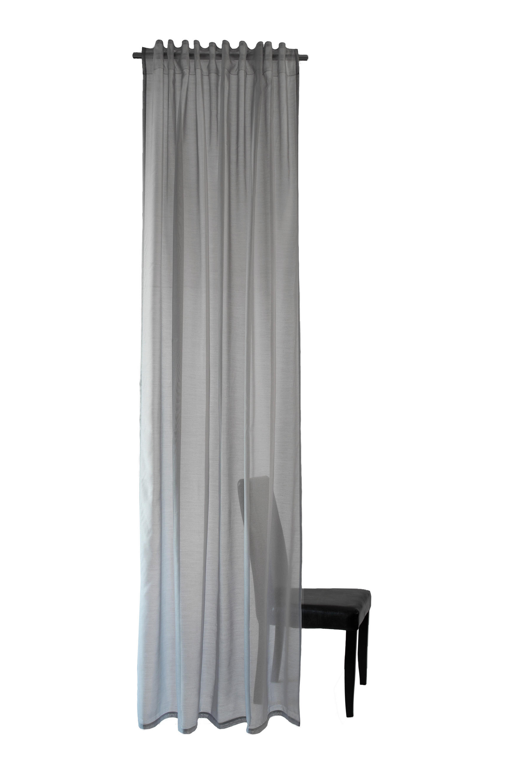 FERTIGVORHANG transparent  - Hellgrau, KONVENTIONELL, Textil (140/245cm)