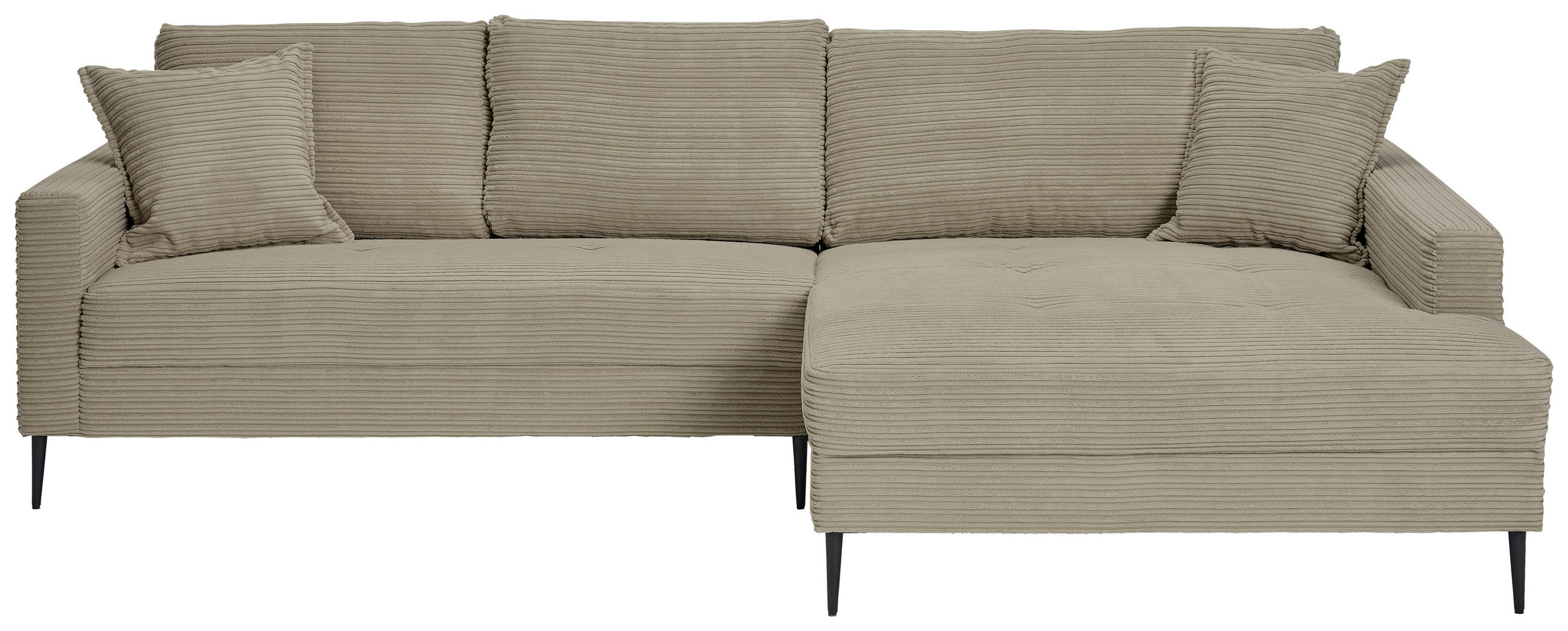 ECKSOFA in Cord Greige  276/173 cm  - Greige/Schwarz, KONVENTIONELL, Textil/Metall (276/173cm) - Carryhome