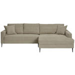 ECKSOFA Greige Cord  - Greige/Schwarz, KONVENTIONELL, Textil/Metall (276/173cm) - Carryhome