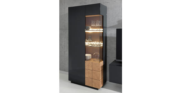 WOHNWAND QUADRA  in Eichefarben, Dunkelgrau  325/190/52 cm  - Eichefarben/Dunkelgrau, Design, Holz/Holzwerkstoff (325/190/52cm) - Ambiente