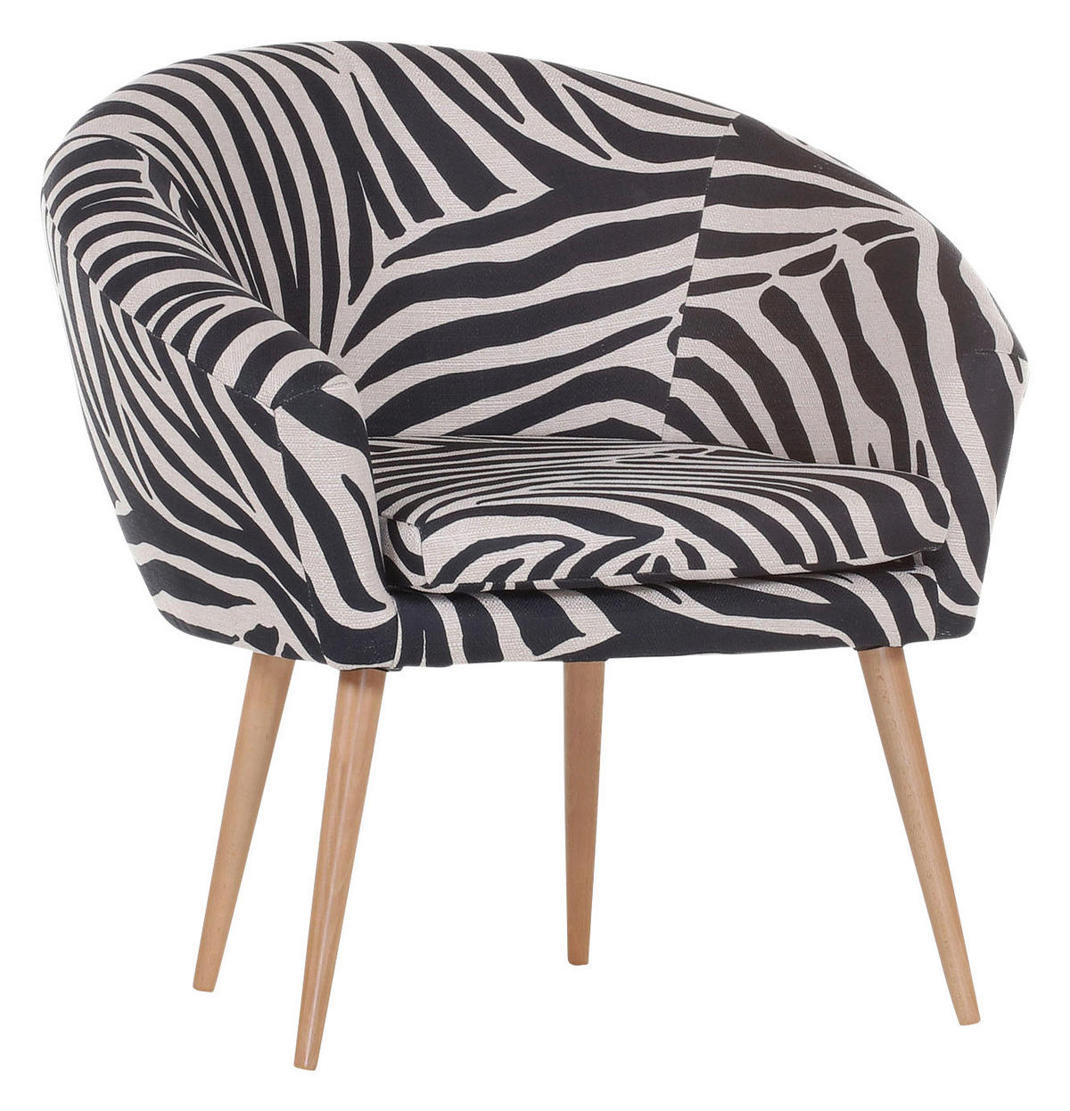 SESSEL Flachgewebe Schwarz, Weiß    - Schwarz/Naturfarben, Design, Holz/Textil (73/73/66cm) - Livetastic