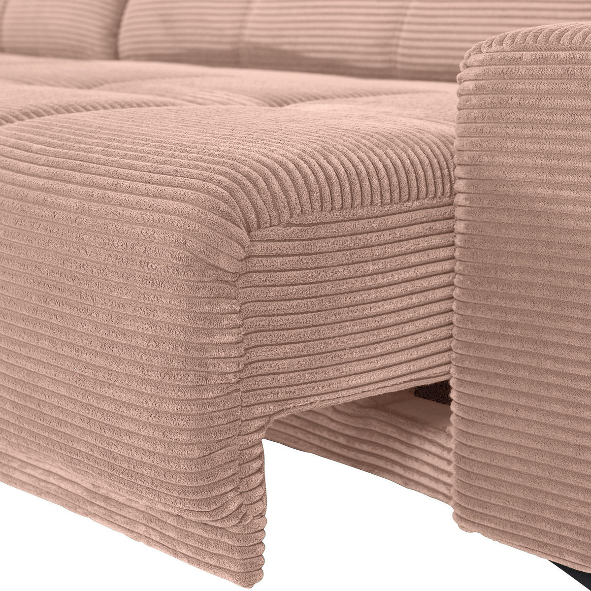 ECKSOFA Altrosa Cord  - Schwarz/Altrosa, KONVENTIONELL, Textil/Metall (165/295cm) - Carryhome