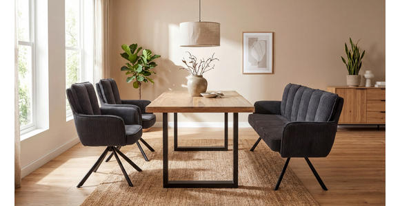 SITZBANK 180/93/67 cm Cord Dunkelgrau  - Dunkelgrau/Schwarz, Design, Textil/Metall (180/93/67cm) - Novel