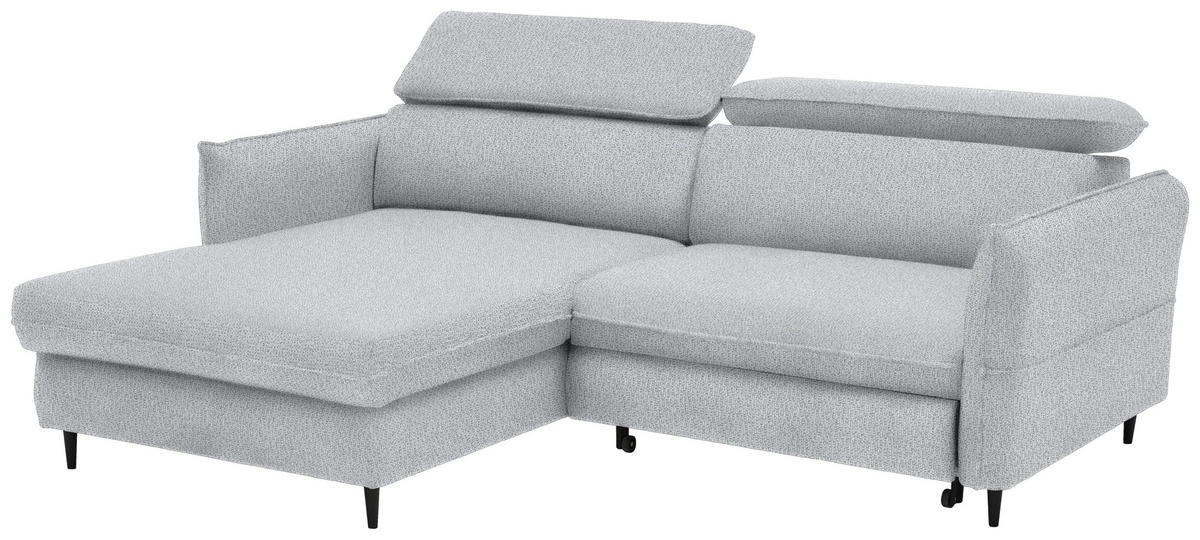 ECKSOFA inkl. Funktionen Hellgrau Flachgewebe  - Hellgrau/Schwarz, Design, Holz/Textil (185/232cm) - Stylife
