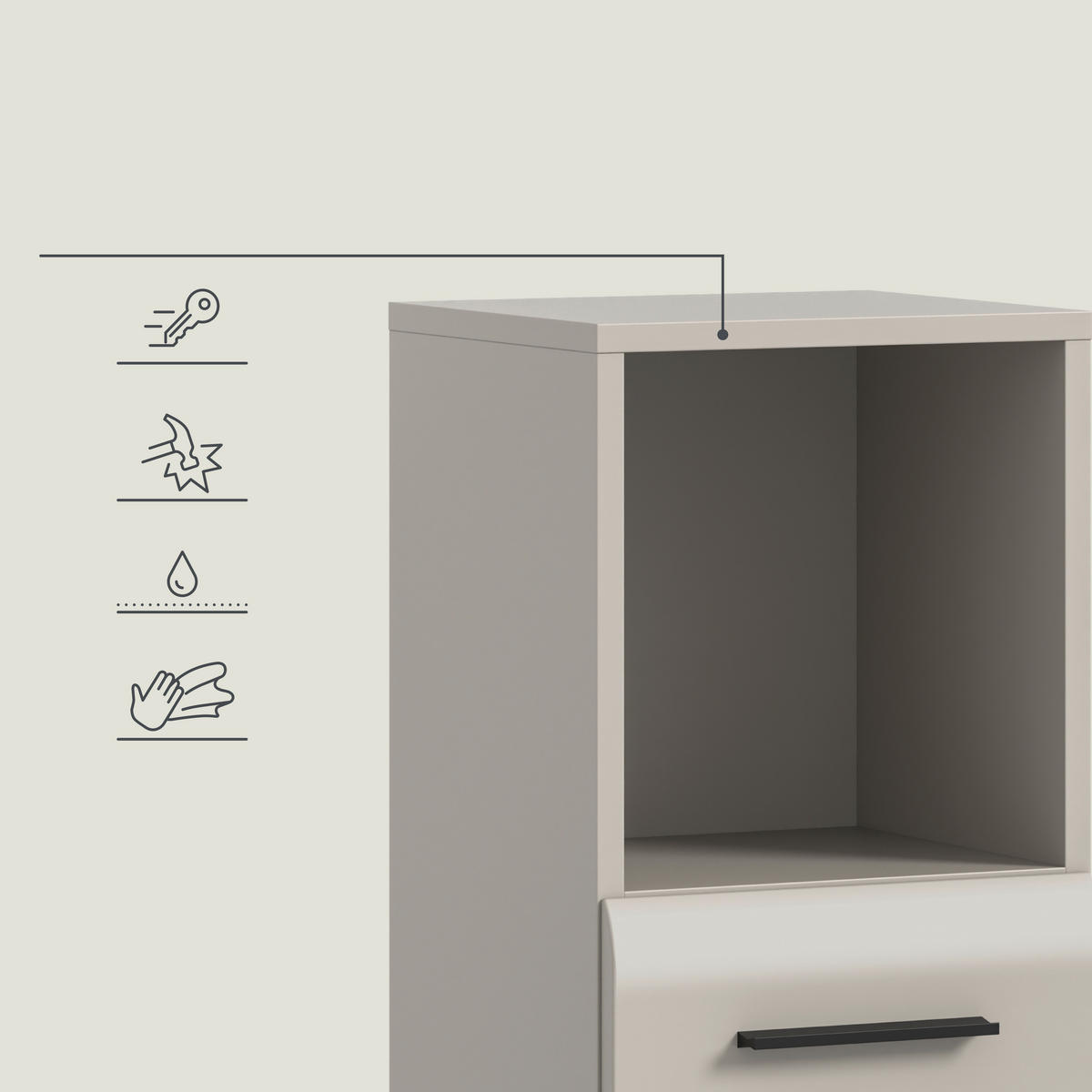 MIDISCHRANK 30/110/30 cm  - Kaschmir/Schwarz, Trend, Holzwerkstoff/Kunststoff (30/110/30cm) - MID.YOU