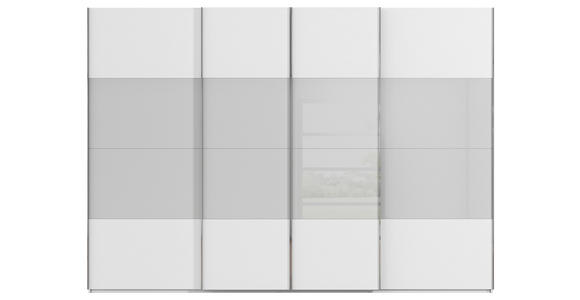 SCHWEBETÜRENSCHRANK  in Weiß, Seidengrau  - Chromfarben/Seidengrau, KONVENTIONELL, Glas/Holzwerkstoff (316/223/68cm) - Novel