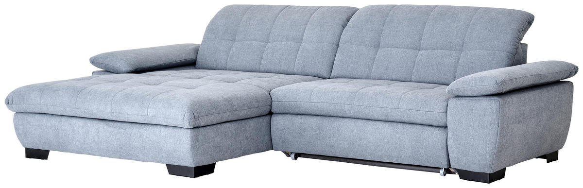ECKSOFA in Webstoff Blaugrau  - Blaugrau/Schwarz, Design, Textil/Metall (180/265cm) - Carryhome