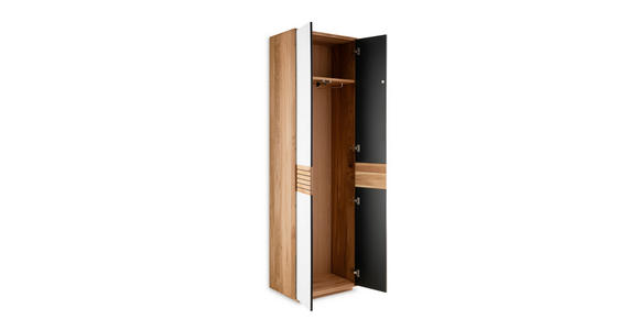 GARDEROBENSCHRANK  in 60/200/37 cm  - Eichefarben/Weiß, Design, Glas/Holz (60/200/37cm) - Linea Natura