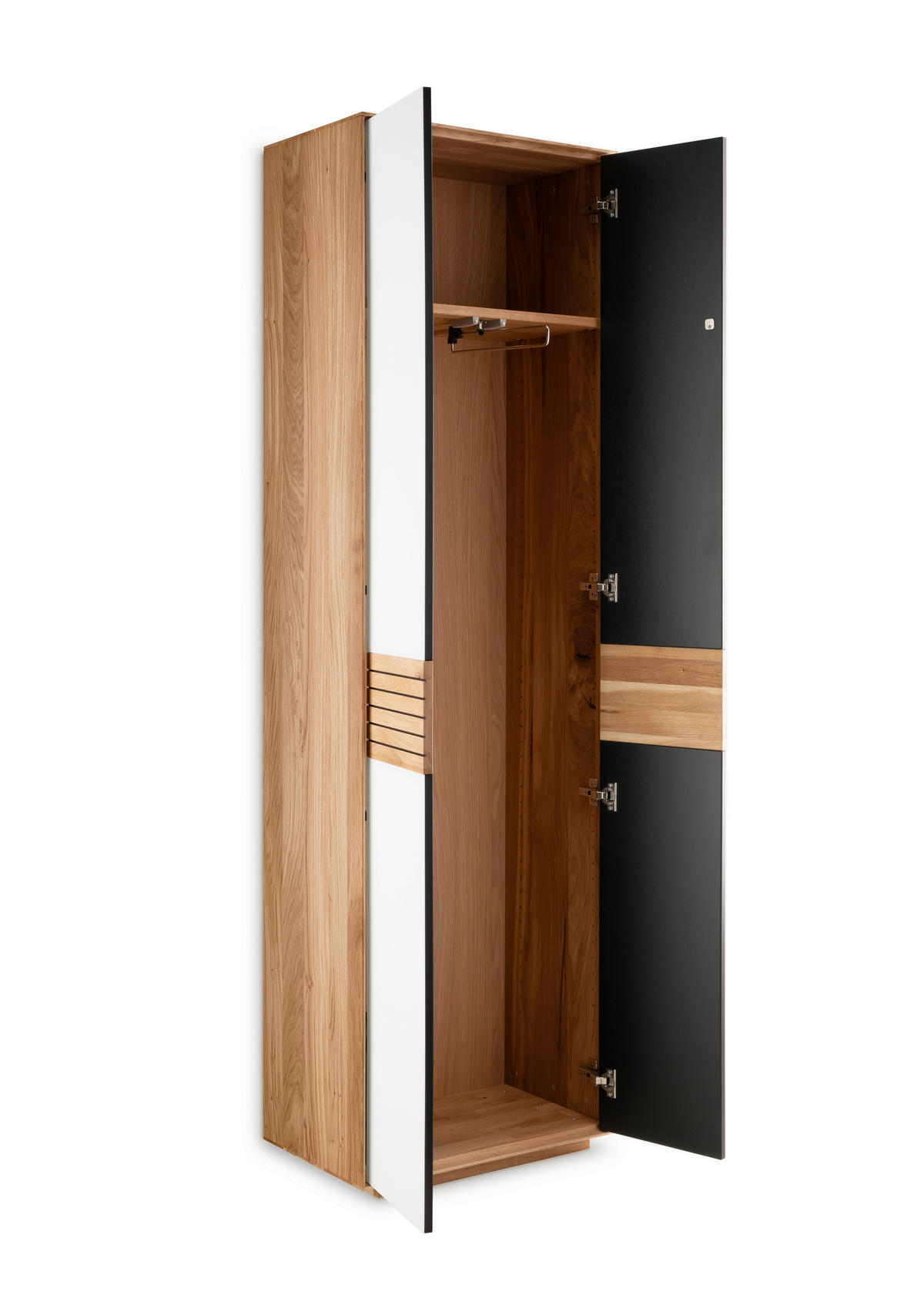 GARDEROBENSCHRANK 60/200/37 cm  - Weiss/Eichefarben, Design, Glas/Holz (60/200/37cm) - Linea Natura
