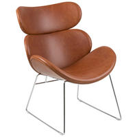SESSEL Lederlook Cognac    - Chromfarben/Cognac, Trend, Textil/Metall (69/90,5/78,5cm) - MID.YOU