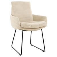 ARMLEHNSTUHL  Beinauswahl, ergonomische Rückenlehne, Stoff-/Lederauswahl gerippt  Beige  - Beige/Schwarz, Design, Textil/Metall (60/91/62cm) - Valdera