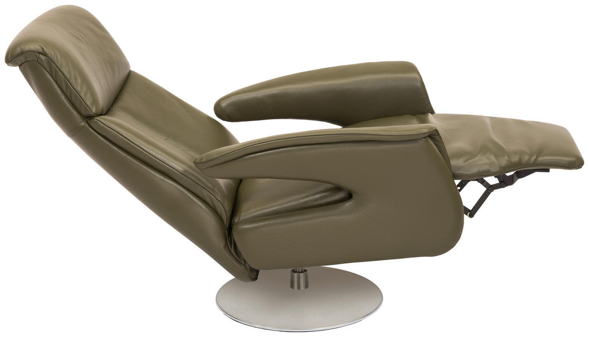 RELAXSESSEL in Leder Dunkelgrün  - Chromfarben/Dunkelgrün, Design, Leder/Metall (78/108/89cm) - Welnova