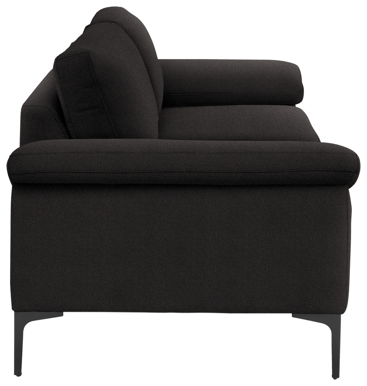 3-SITZER-SOFA in Flachgewebe Dunkelbraun  - Dunkelbraun/Schwarz, Design, Textil/Metall (226/89/97cm) - Pure Home Lifestyle