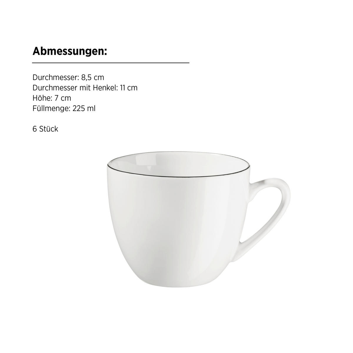 KAFFEESERVICE Felise 18-teilig  - Schwarz/Weiß, Trend, Keramik - Mäser
