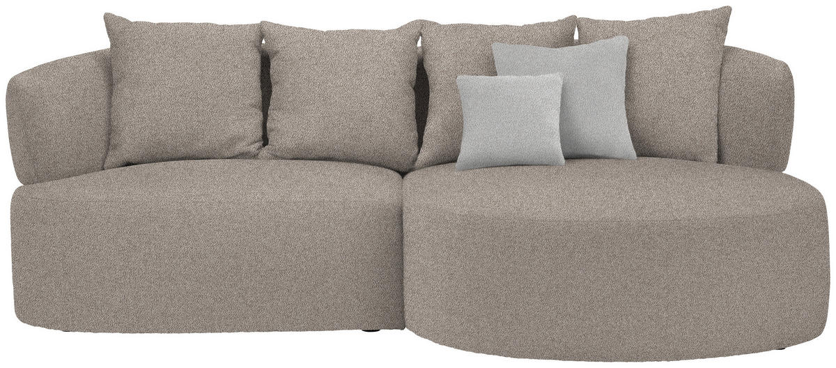 ECKSOFA in Plüsch Graubraun  235/166 cm  - Graubraun/Schwarz, MODERN, Kunststoff/Textil (235/166cm) - Hom`in
