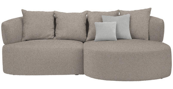 ECKSOFA in Plüsch Graubraun  - Graubraun/Schwarz, MODERN, Kunststoff/Textil (235/166cm) - Hom`in