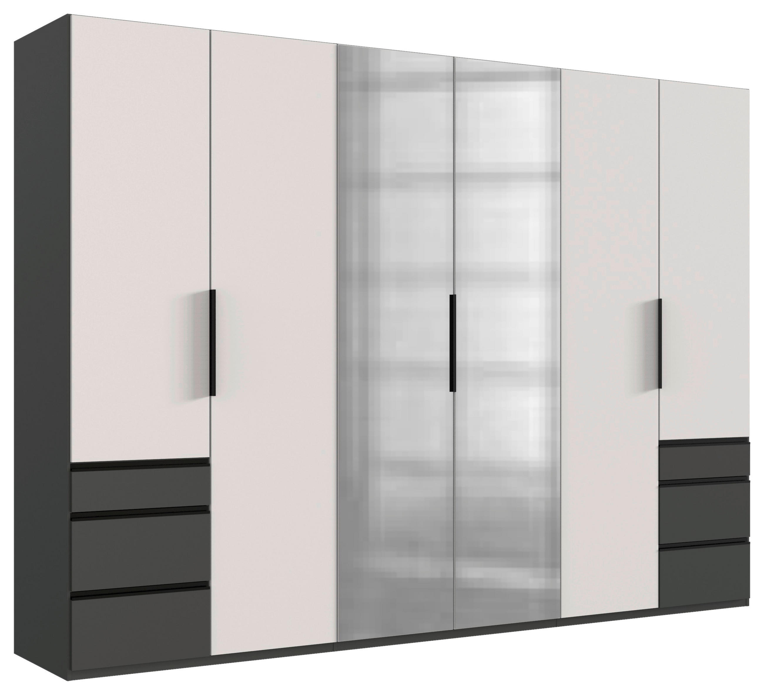 DREHTÜRENSCHRANK in Graphitfarben, Weiß  - Schwarz/Graphitfarben, KONVENTIONELL, Glas/Holzwerkstoff (300/216/58cm) - Hom`in