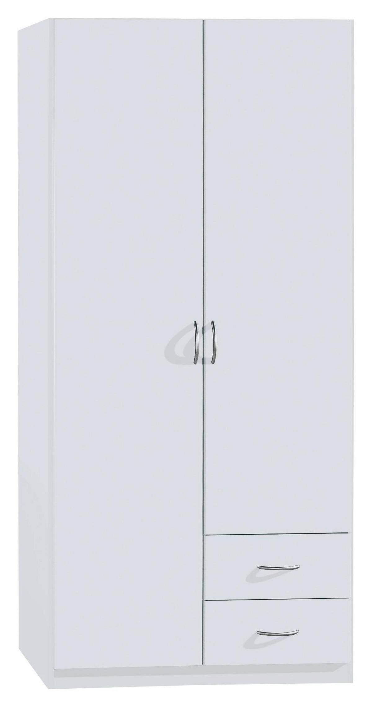 DREHTÜRENSCHRANK in Weiss  - Weiss/Silberfarben, Design, Holzwerkstoff/Kunststoff (91/197/54cm) - Boxxx