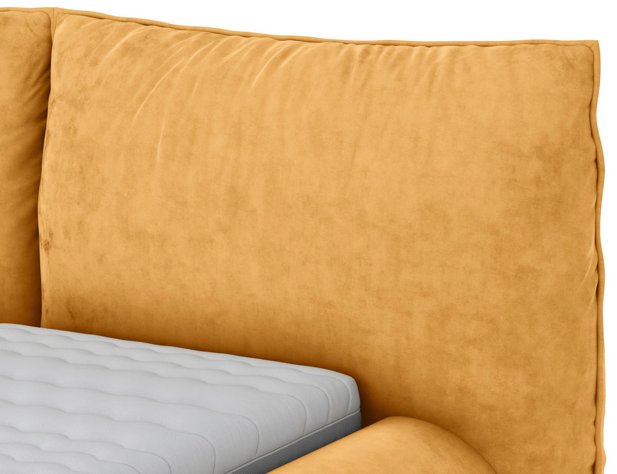 POLSTERBETT 160/200 cm,  in Gelb,  - Gelb/Schwarz, Design, Textil/Metall (160/200cm) - Belluti