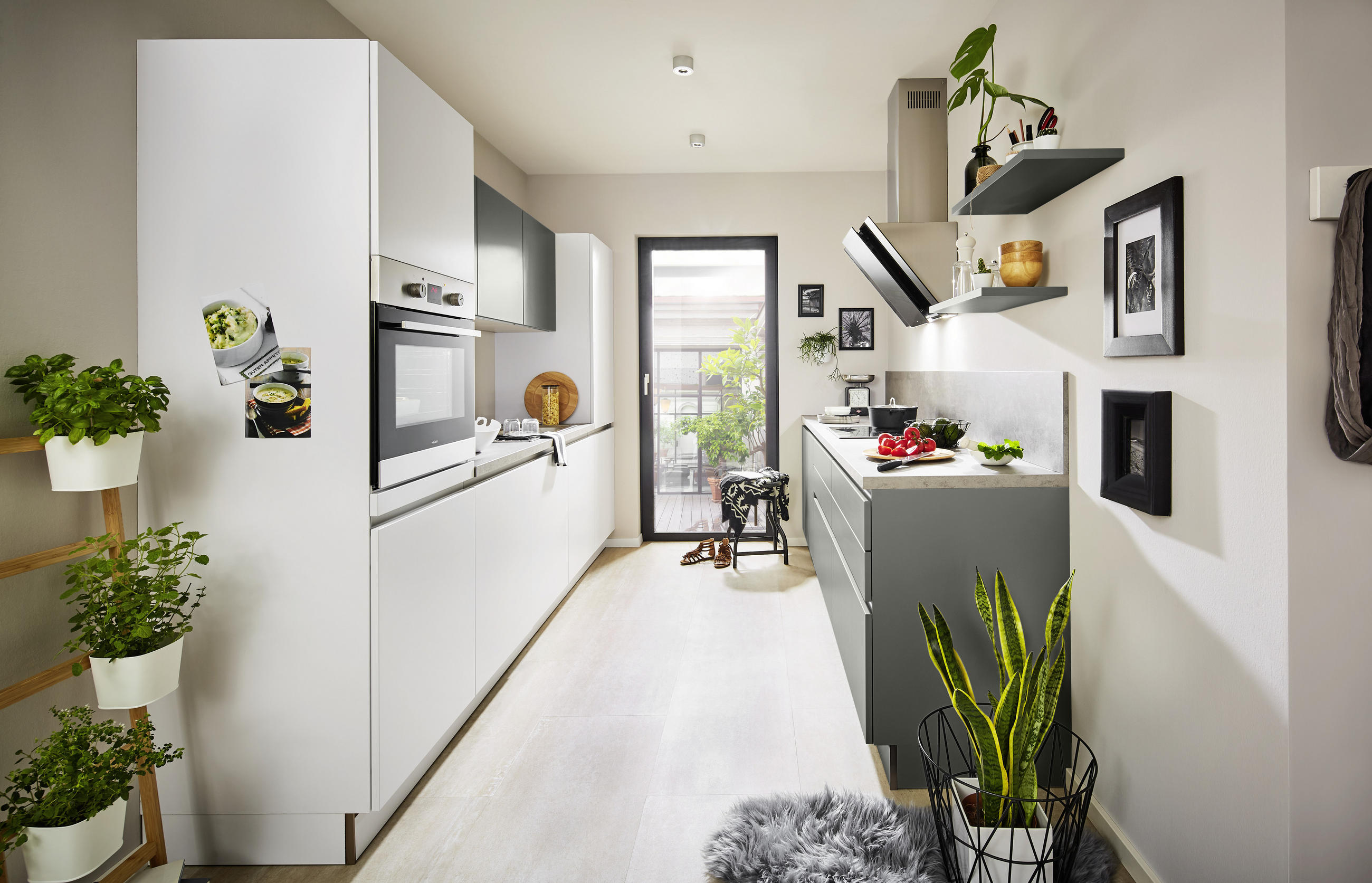 EINBAUKÜCHE MANHATTAN UNI  - Weiß/Grau, Design, Holzwerkstoff - Nolte Küchen