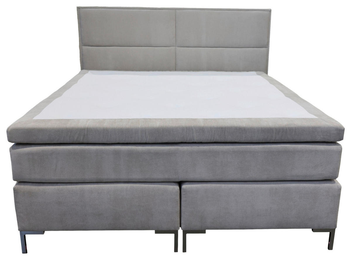 KONTINENTALSÄNG 180/200 cm  i beige  - beige/kromfärg, Klassisk, metall/trä (180/200cm) - Cassando