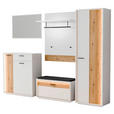 GARDEROBE 5-teilig  in 284/201/37 cm  - Eichefarben/Weiß, Design, Glas/Holzwerkstoff (284/201/37cm) - Xora