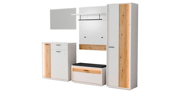 GARDEROBE 5-teilig  in 284/201/37 cm  - Eichefarben/Weiß, Design, Glas/Holzwerkstoff (284/201/37cm) - Xora