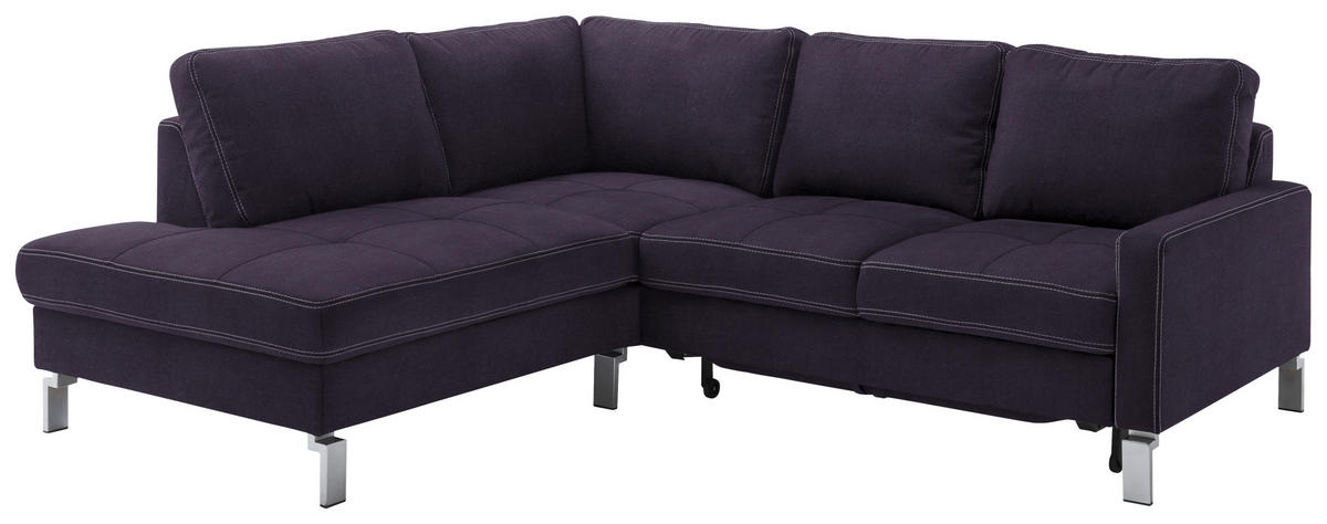 ECKSOFA in Mikrofaser Schwarz  - Chromfarben/Beige, Design, Textil/Metall (200/229cm) - Pure Home Lifestyle