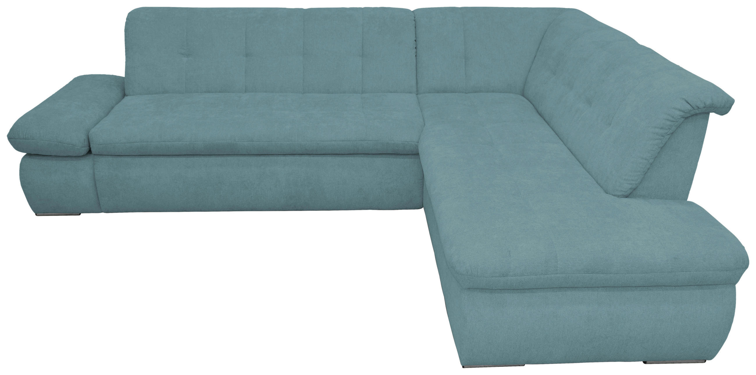 Ecksofa Petrol Mikrofaser - Chromfarben/Petrol, KONVENTIONELL, Textil/Metall (273/216cm) - MID.YOU