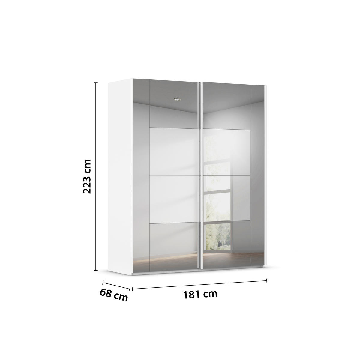 SCHWEBETÜRENSCHRANK 181/223/68 cm 2-türig Weiß  - Weiß, Design, Glas/Holzwerkstoff (181/223/68cm) - Xora