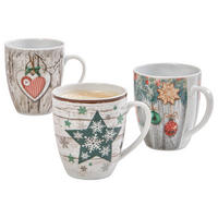 CANĂ PENTRU CAFEA 380 ml  - maro/alb, Basics, ceramică (8,8/10,2cm) - X-Mas