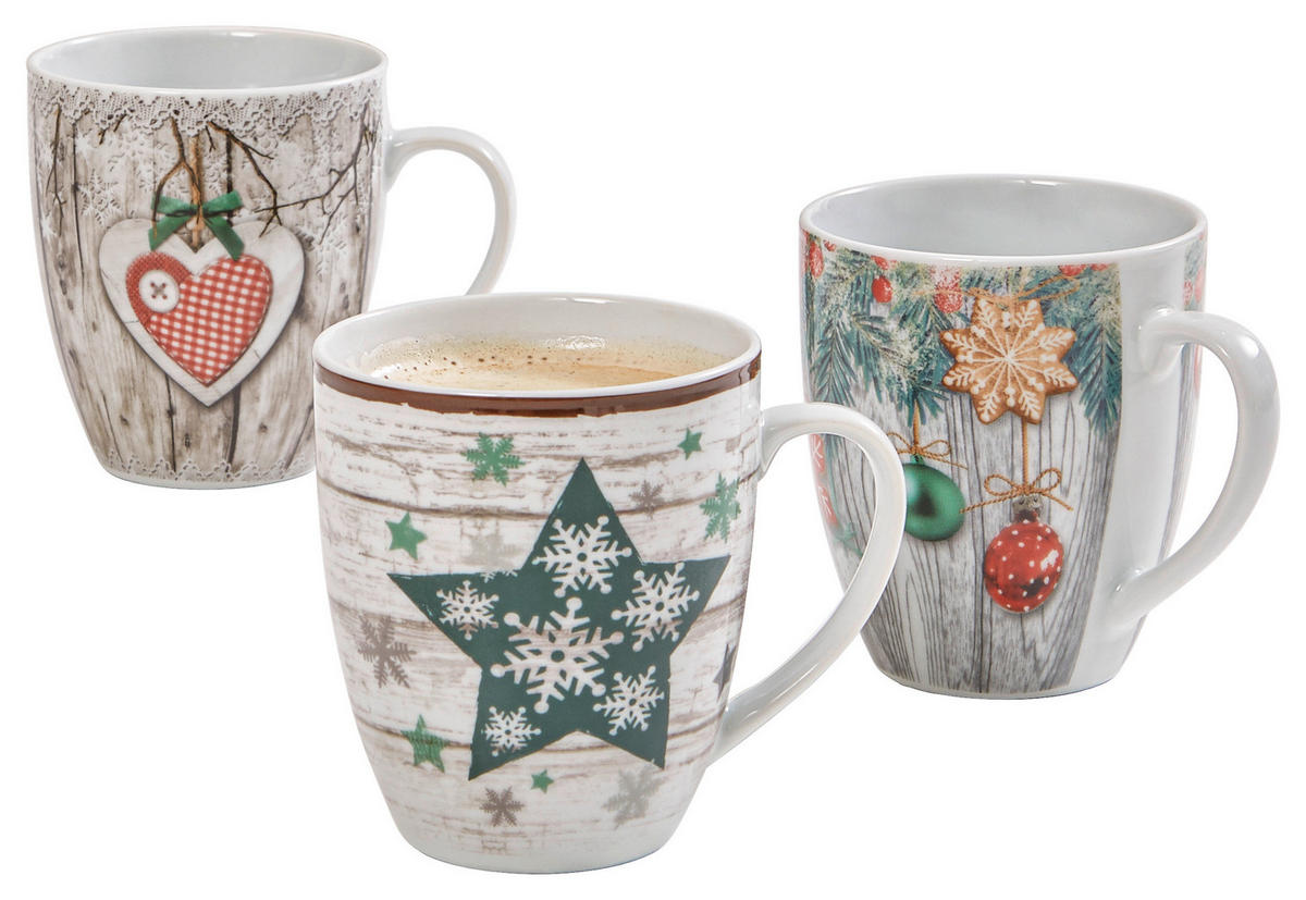 CANĂ PENTRU CAFEA 380 ml  - maro/alb, Basics, ceramică (8,8/10,2cm) - X-Mas