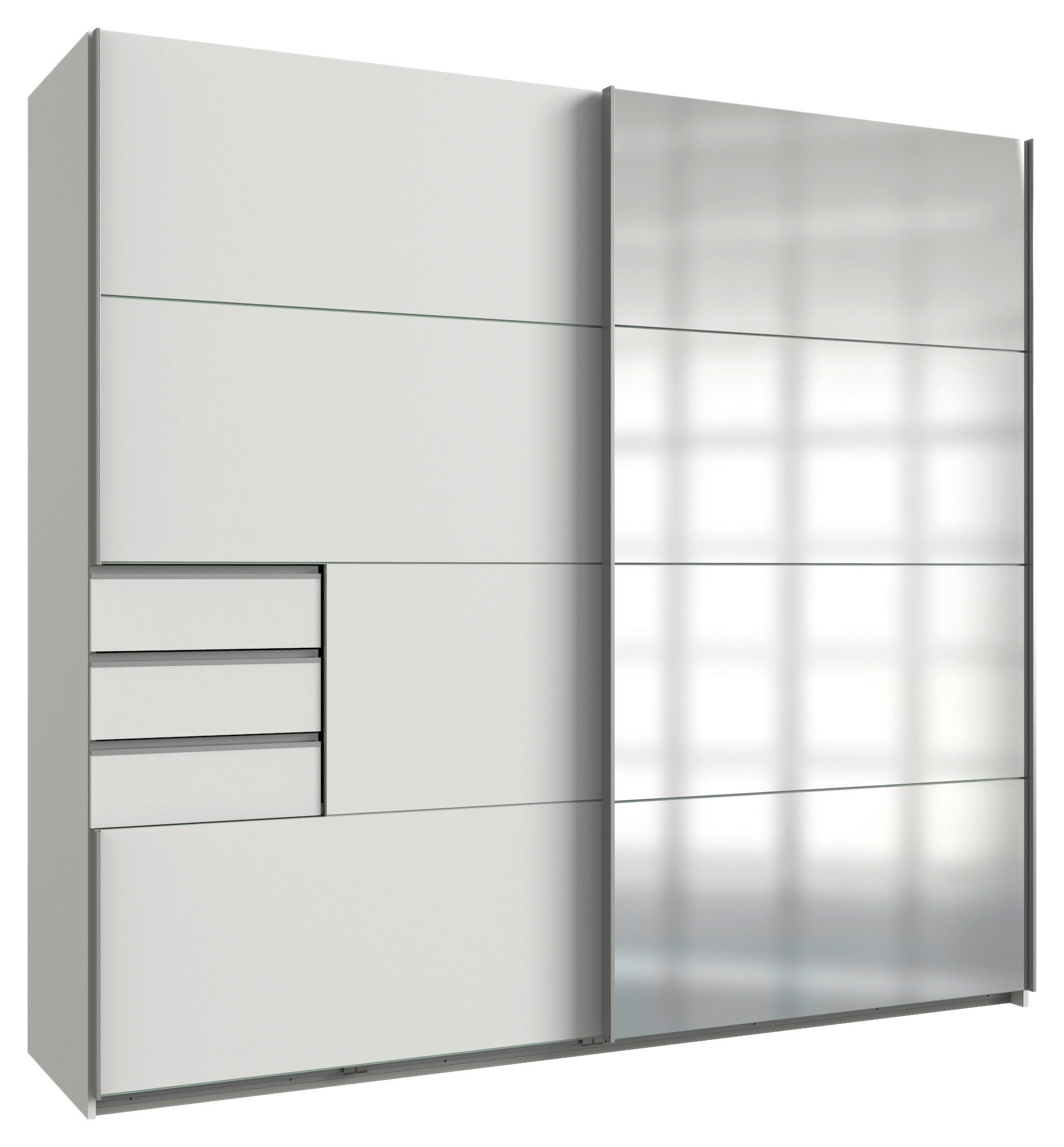 E-shop P & B BIELA SKRIŇA SO ZRKADLOM, biela, číra, hliníková, 225/210/64 cm