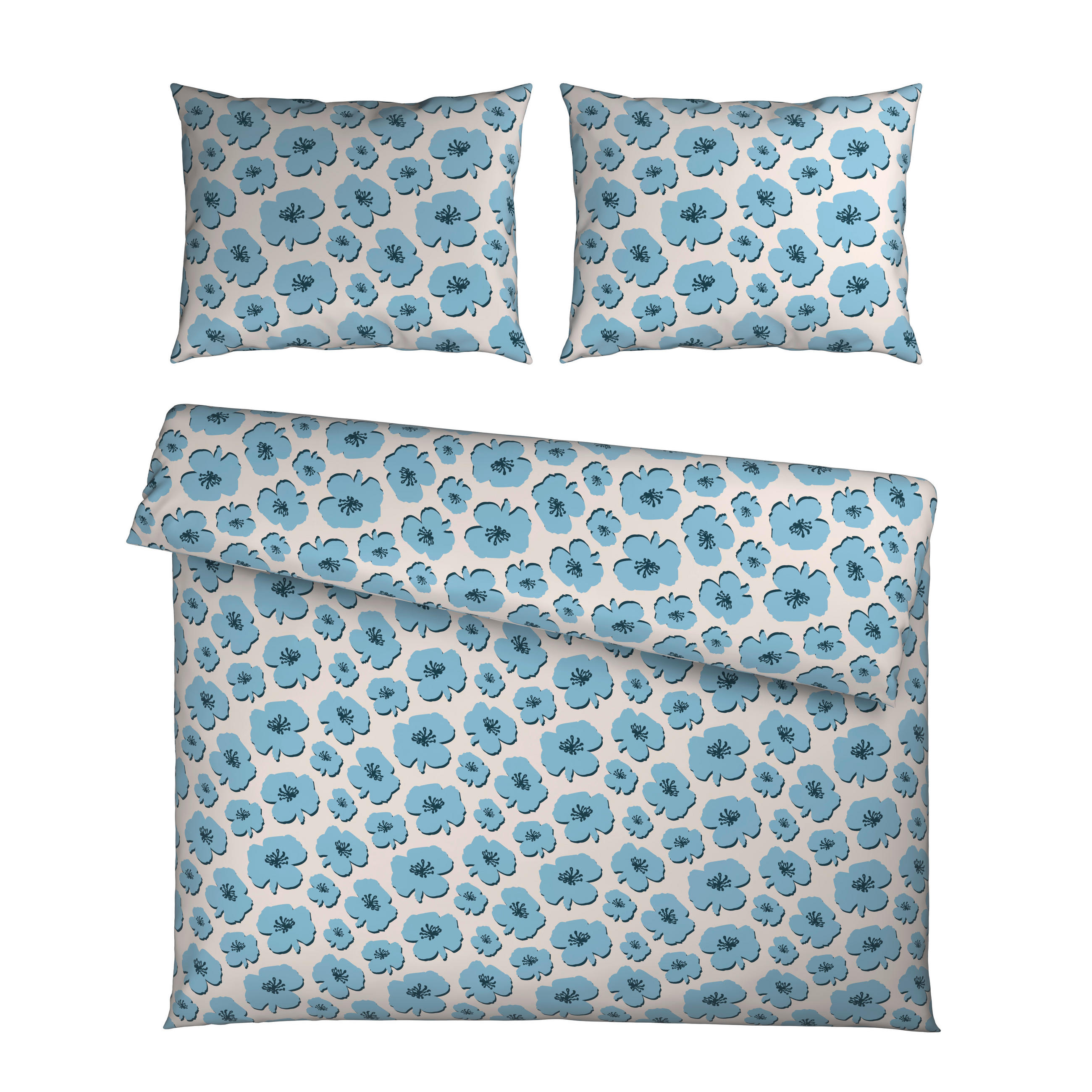 POSTELJNINA 200/200 cm saten modra, večbarvno, bela  - modra/bela, Konvencionalno, tekstil (200/200cm) - Esposa