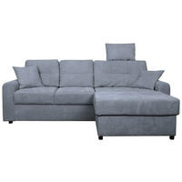 ECKSOFA Blaugrau Chenille  - Blaugrau/Schwarz, KONVENTIONELL, Kunststoff/Textil (232/153cm) - Carryhome